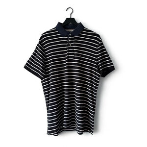 Tommy Hilfiger Striped Navy & White Polo Shirt Men's Large